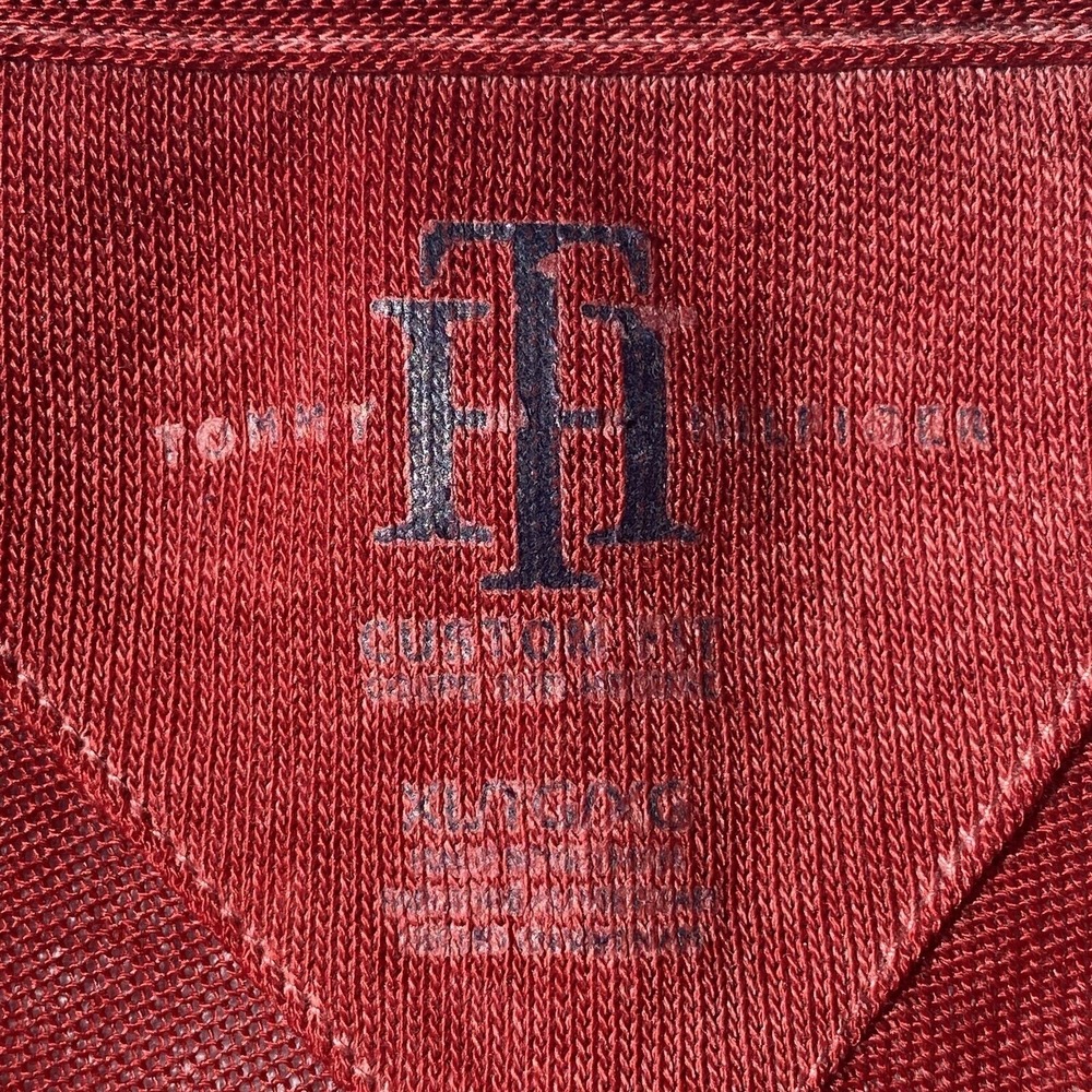 Tommy Hilfiger 1985 New York Men XL Shirt T-shirt Short Sleeve Red Knit Pullover - Picture 11 of 12
